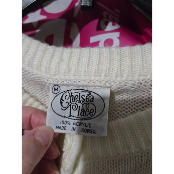 Chelsea Place Strawberry Embroidered Button Cardigan Sweater Medium Cottage - Picture 5 of 9